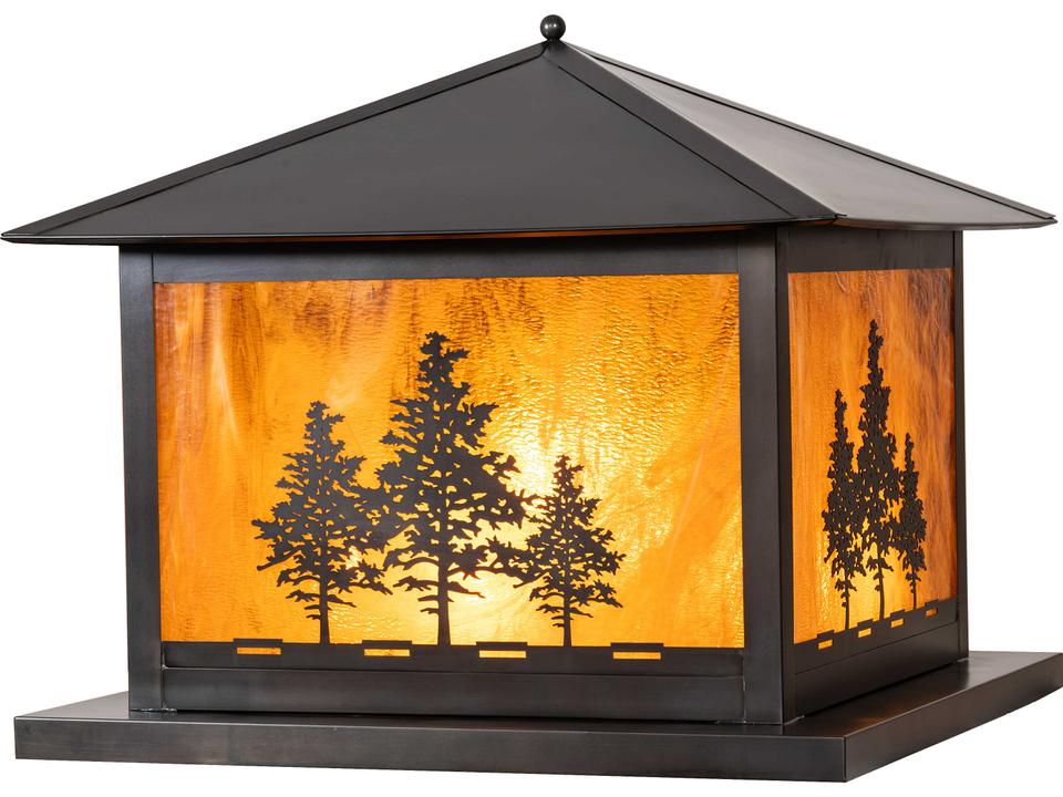 Tamarack 6-Light Outdoor Post Light in Craftsman Brown with Honey Art Glass