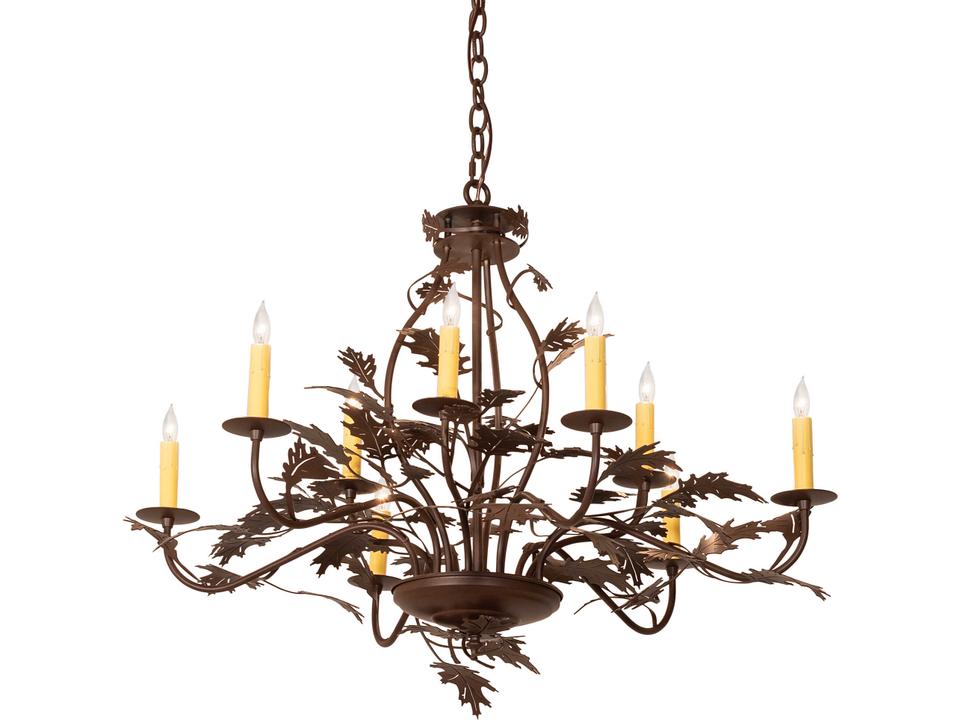Oak Leaf 9-Light Traditional Chandelier in Cafe Noir Brown