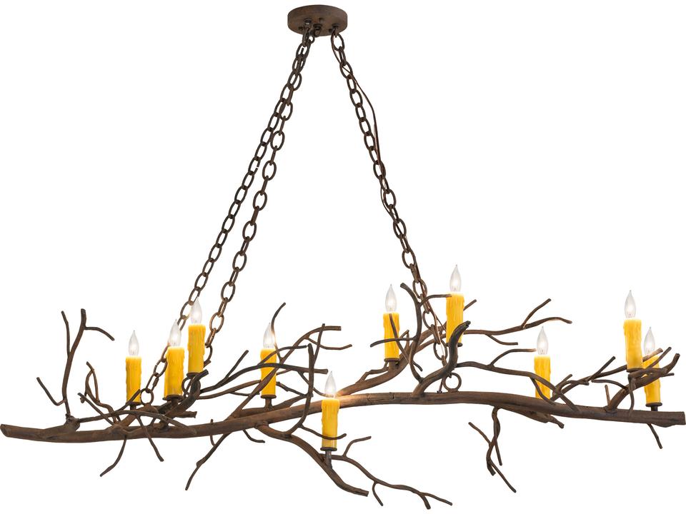 Winter Solstice 12-Light Distressed Chestnut Brown Linear Chandelier