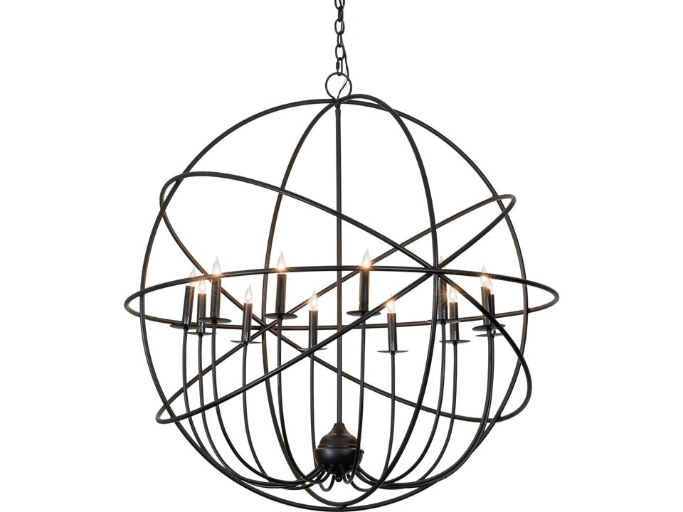 Atom Enerjisi 12-Light Solar Black Candelabra Globe Chandelier