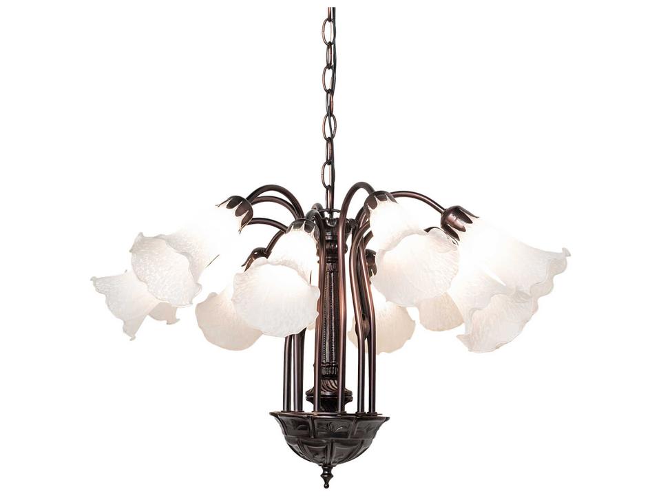 Tiffany 12-Light White Collection Chandelier in Mahogany Bronze