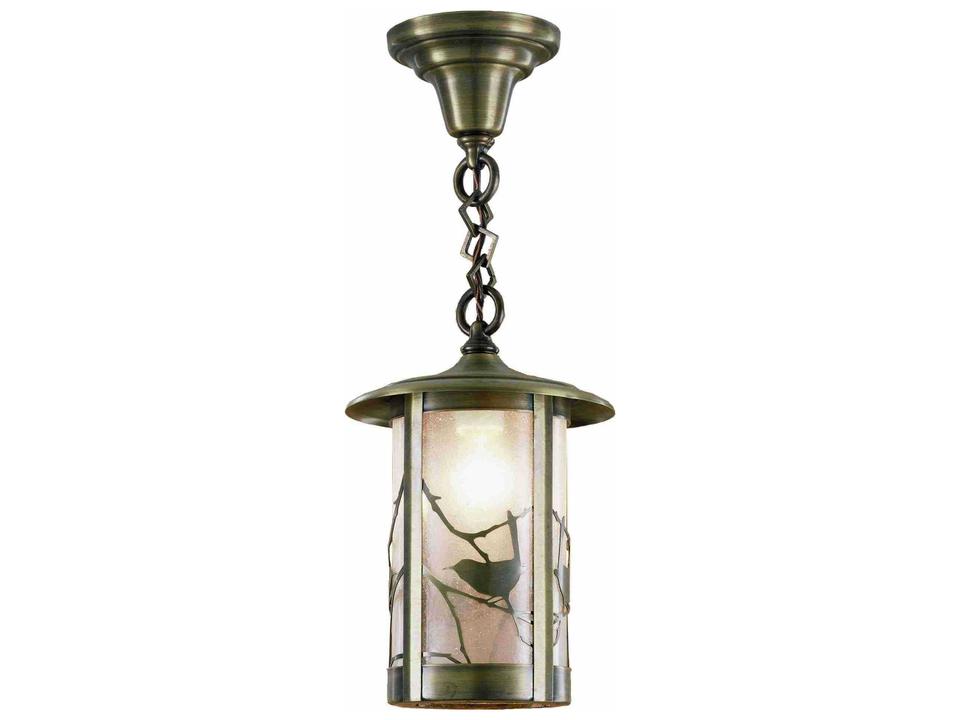 Fulton Song Bird 1-Light Outdoor Hanging Pendant Light in Antique Brass