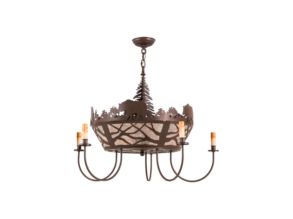 8-Light Candelabra Chandelier in Cafe-Noir with Silver Mica