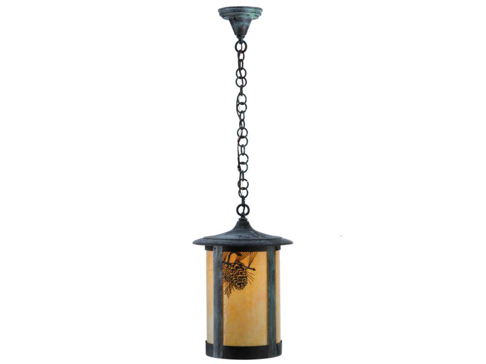 Fulton Winter Pine Outdoor Hanging Pendant Light in Verdigris