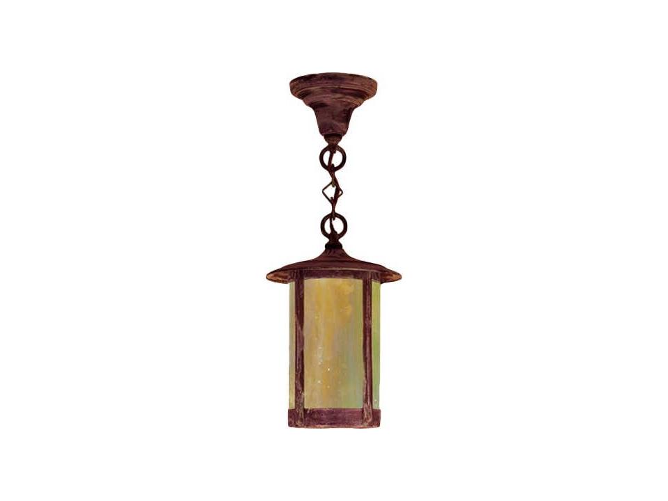 Fulton 1-Light Outdoor Hanging Light with Beige Glass in Vintage Copper