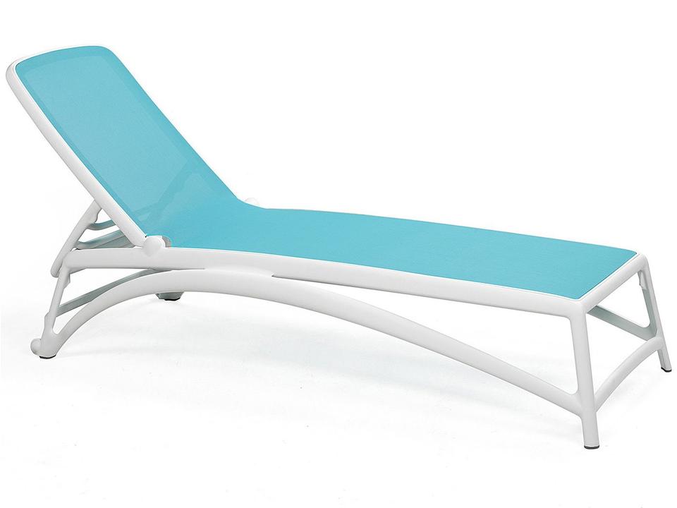 Atlantico Stackable Sling Outdoor Chaise Lounge in White and Celeste