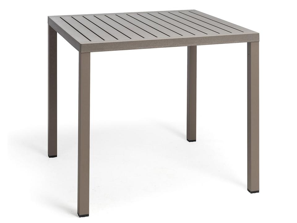 Cube Square 31-Inch Outdoor Dining Table in Tortora DurelTop and Aluminum