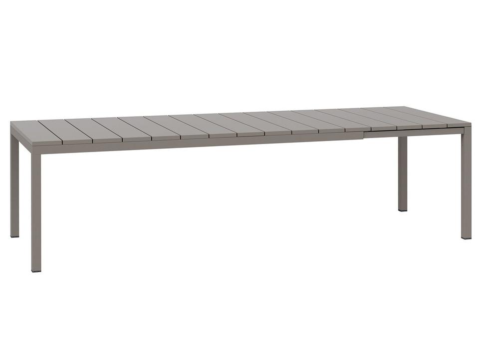 Rio Rectangular Extendable Outdoor Dining Table in Tortora DurelTop and Coated Aluminum