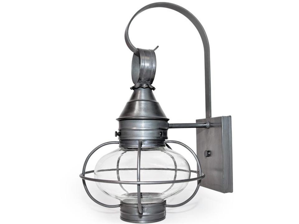 Caged Onion Single-Light Medium Outdoor Wall Lantern in Dark Brass with Clear Glass