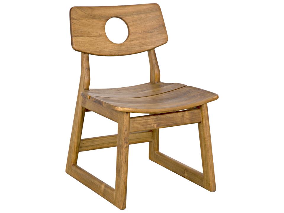 Buraco Teak Wood Dining Side Chair with Clear Coat Satin Finish