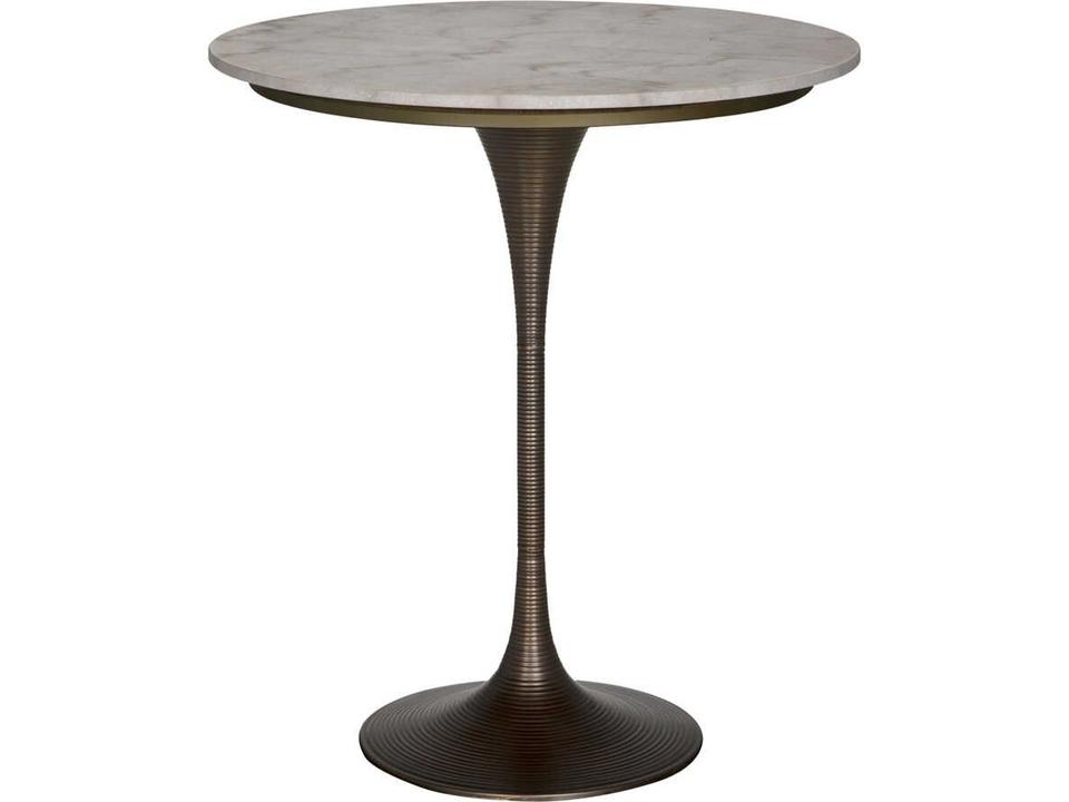Joni Square Bar Table Aged Brass Industrial Steel and Bianco Crown Marble