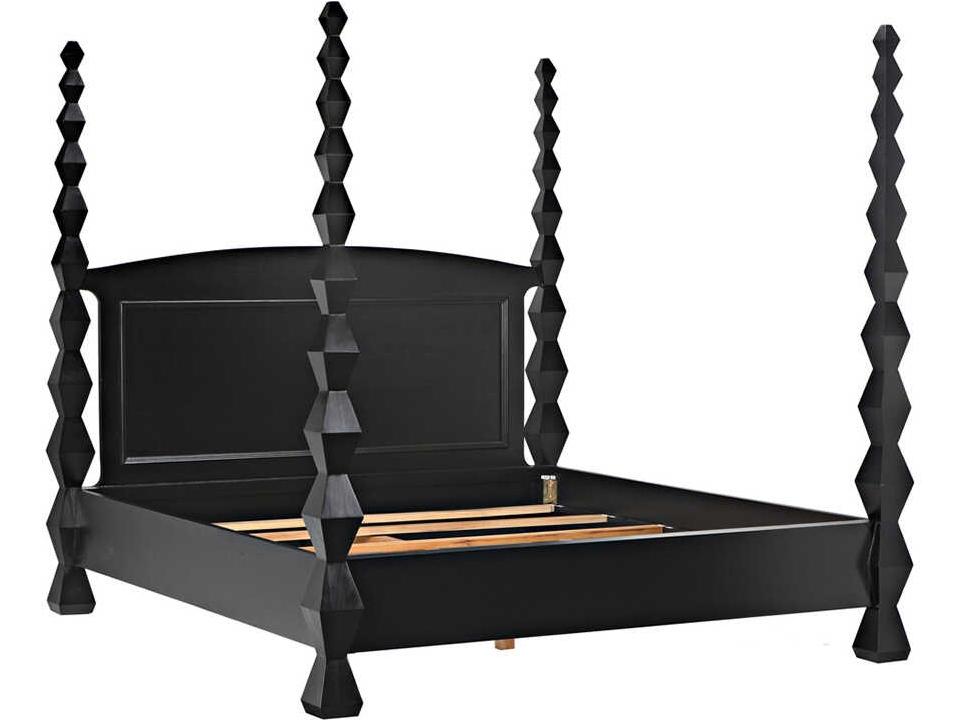 Brancusi Eastern King Four Poster Bed in Hand Rubbed Black Mahogany