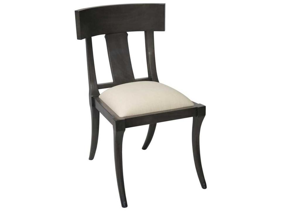 Athena Upholstered Dining Side Chair in Pale Mahogany and Off White Canvas