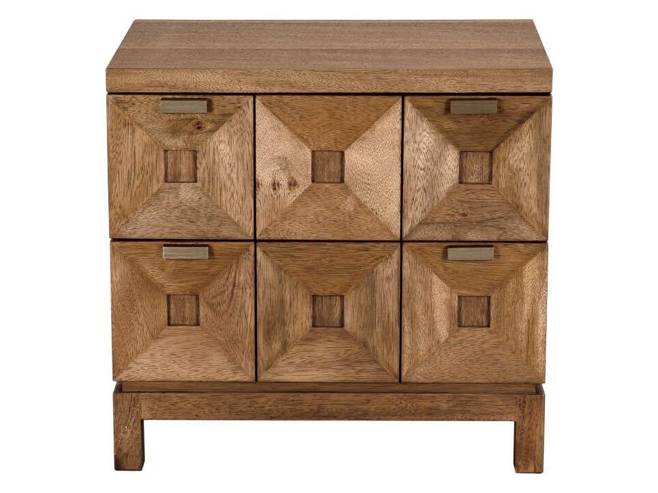 Musashi 2-Drawer Nightstand in Dark Walnut with Brass Hardware