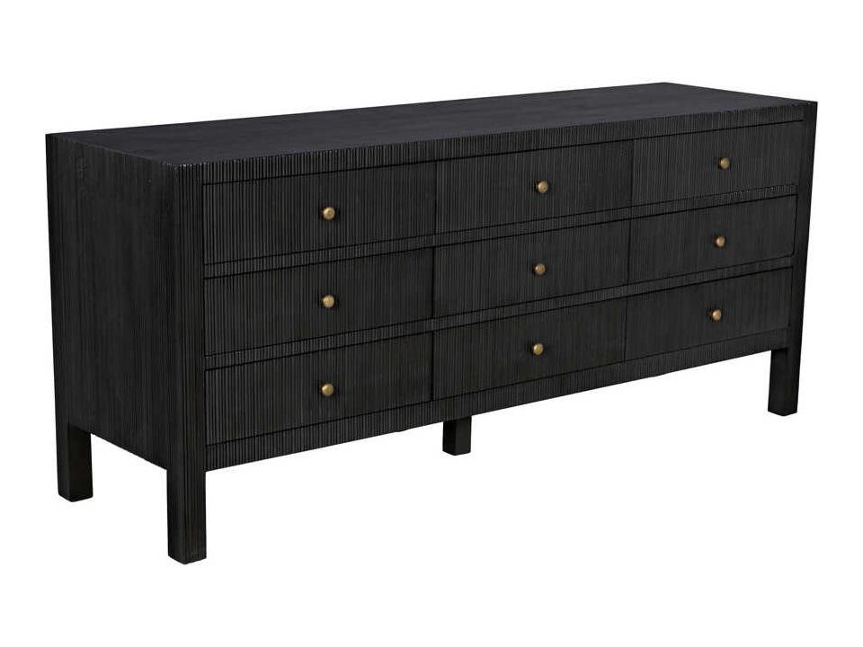 Conrad 9 Drawer Dresser Mahogany with Pale Finish and Brass Pulls