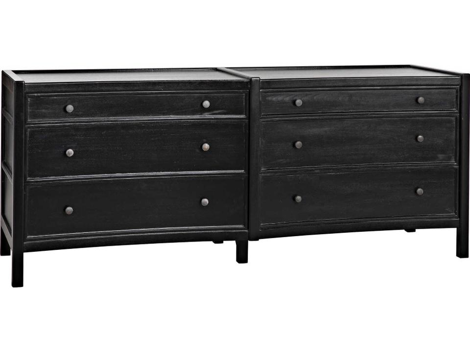 Hampton 6-Drawer Dresser in Hand Rubbed Black with Brass Pulls