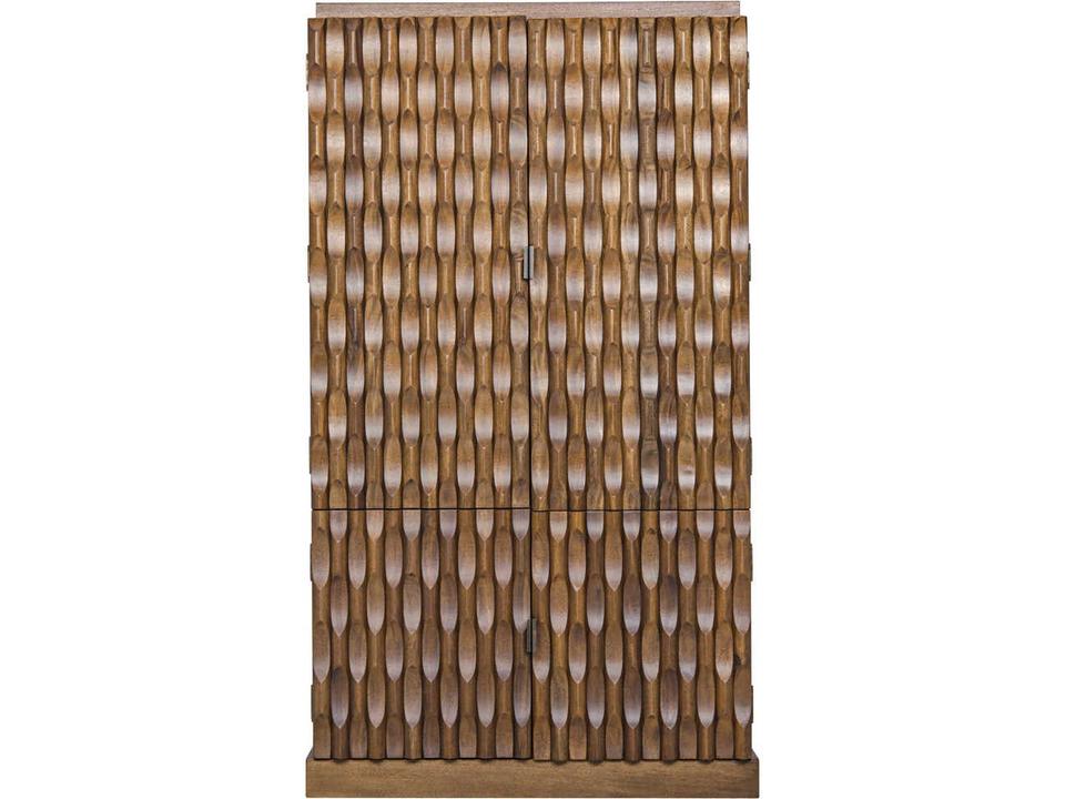 Alameda Dark Walnut Wood Wardrobe Armoire with Hand-Carved Embellishments