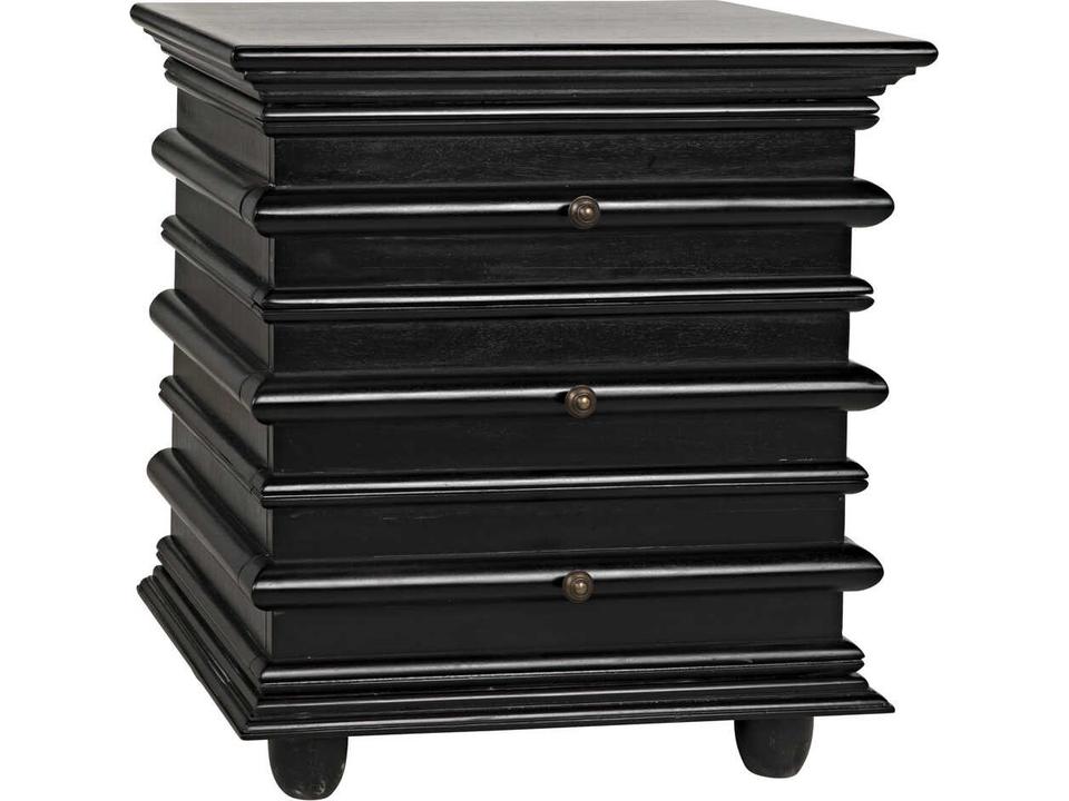 Ascona 3-Drawer Side Table in Hand Rubbed Black Mahogany
