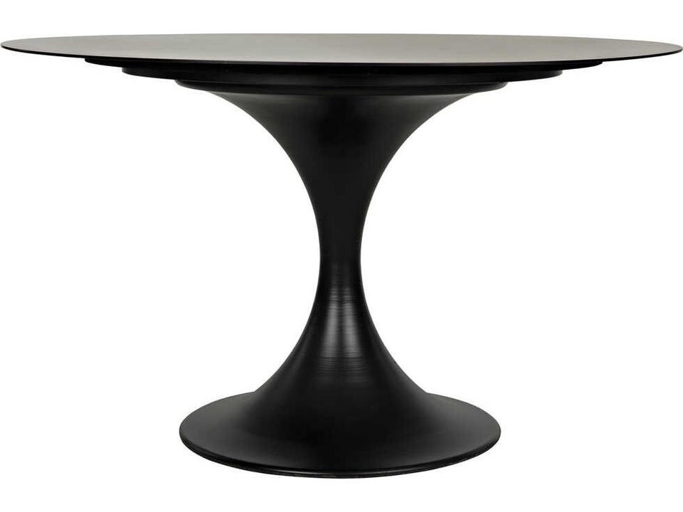 Herno 48-Inch Round Dining Table in Matte Black Industrial Steel