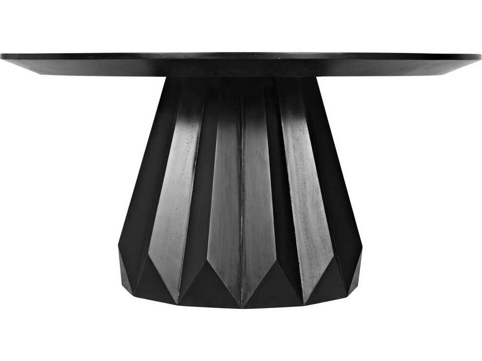 Brosche 60-Inch Round Dining Table Hand Rubbed Black Mahogany