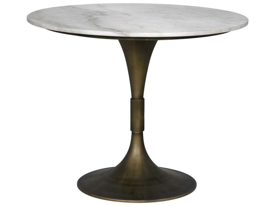 Jman 36-Inch Round Dining Table in Aged Brass and Bianco Marble