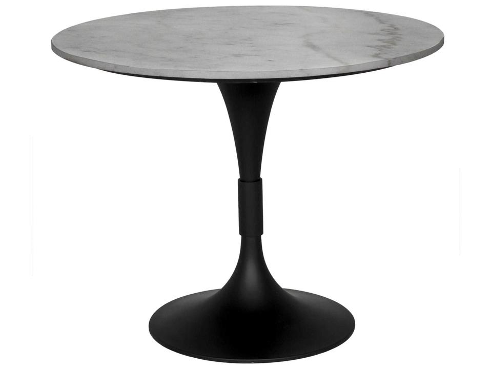 Jamna 36-Inch Square Dining Table in Matte Black Industrial Steel and Marble
