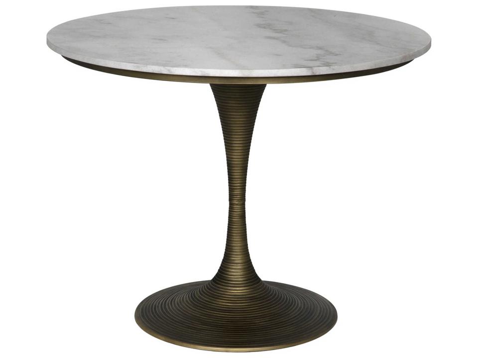 Joni Round Dining Table Aged Brass with Marble Top