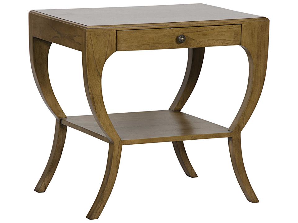 Maude Saddle Brown Mahogany Side Table with 1 Drawer