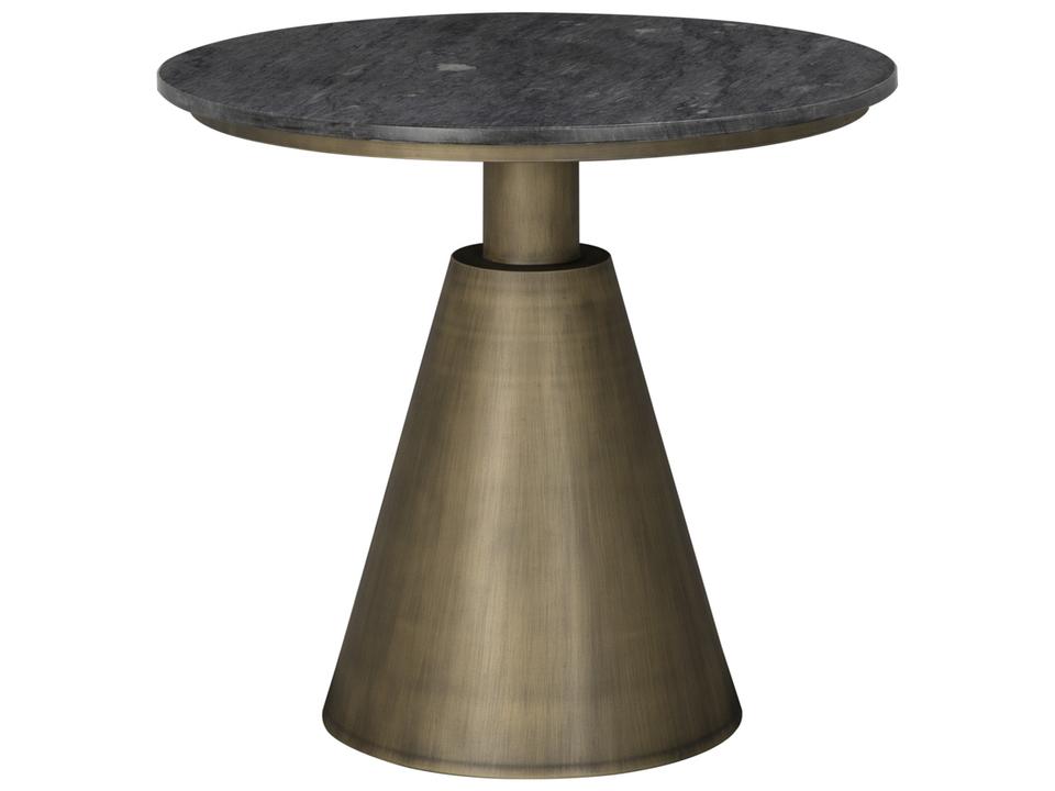 Nara Round Side Table in Aged Brass and Black Marble