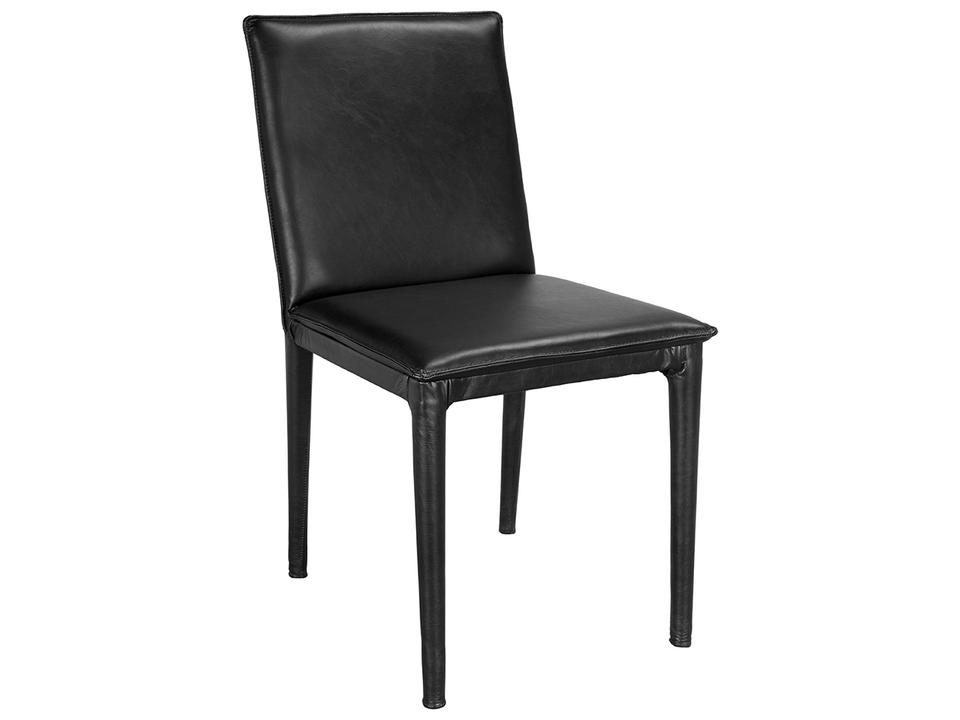 Newton Black Leather Armless Dining Side Chair