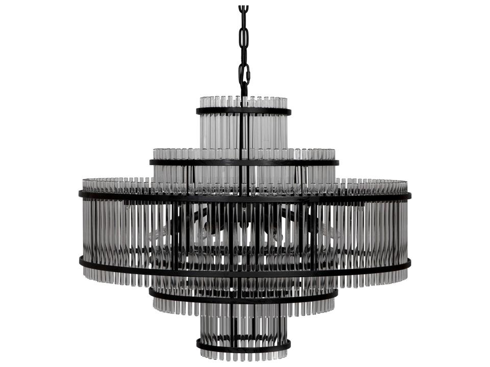 8-Light Matte Black Tiered Chandelier