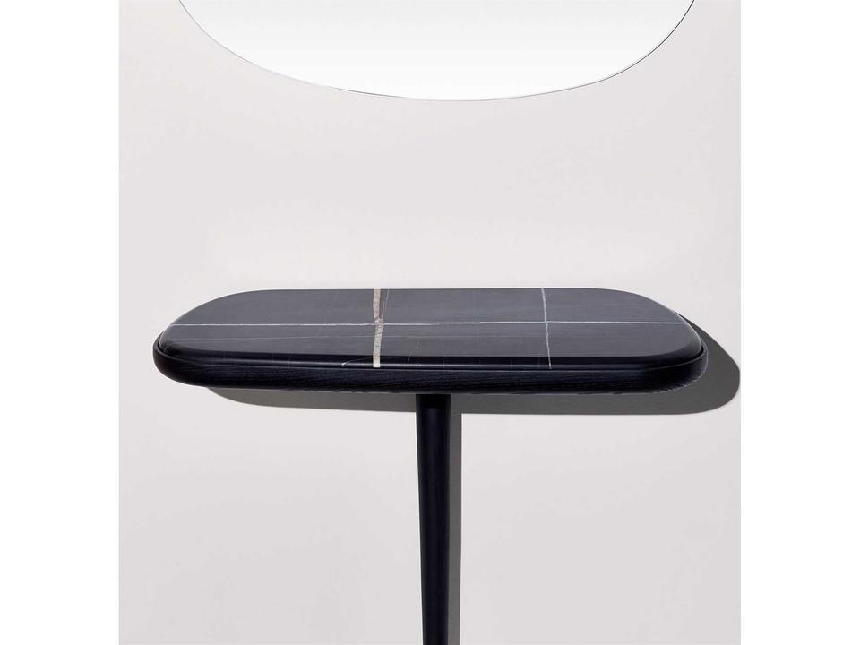 Consola Oval Black Stained Ash Sahara Noir Marble Console Table