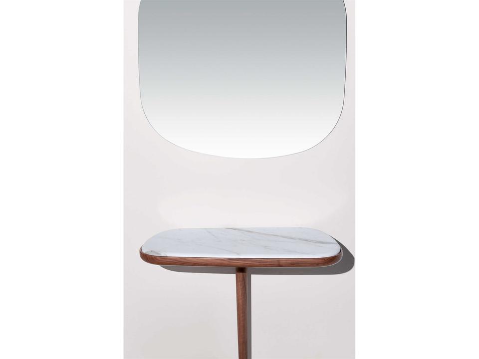 Oval Walnut Emperador Marble Console Table by Andres Martinez