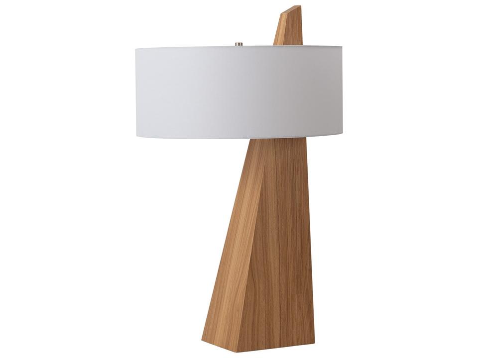 Obelisk 1 Light Table Lamp in Natural Ash with White Linen Shade