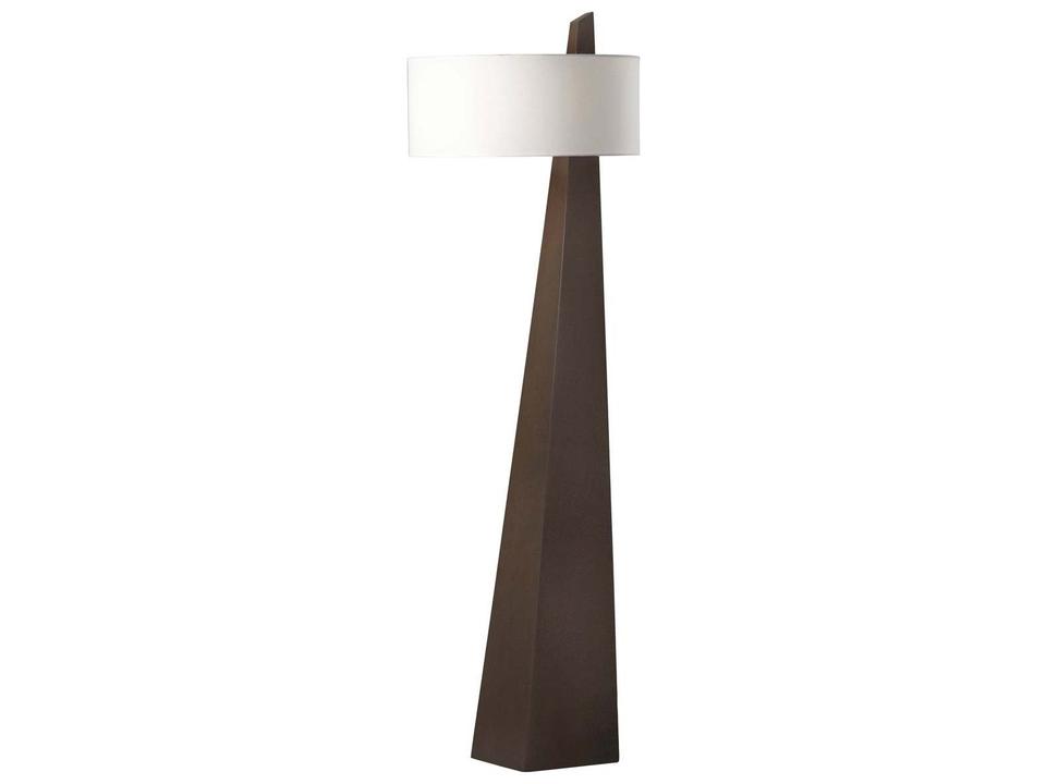 Obelisk Floor Lamp in Chestnut and White Linen