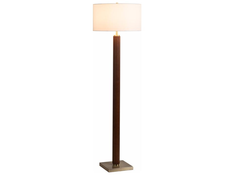Tambo Floor Lamp in Dark Walnut and Weathered Brass