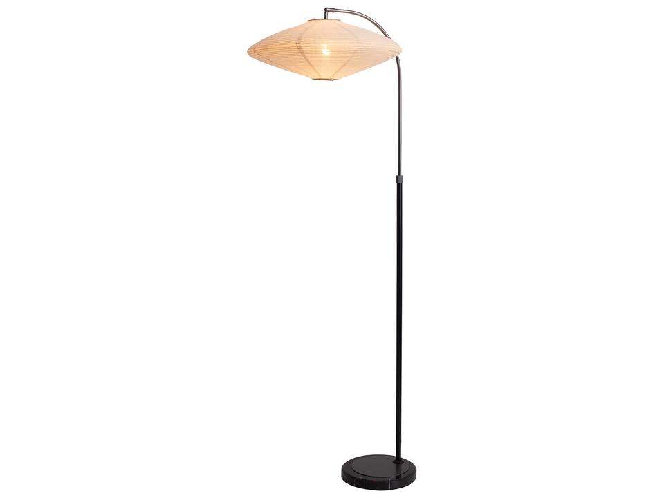 Roswell Floor Lamp in Matte Black with White Linen Orb Shade