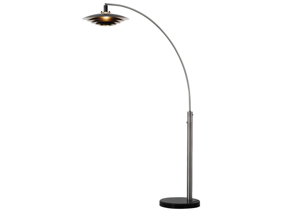 Rancho Mirage 1-Light Arc Floor Lamp in Antique Nickel and Matte Black