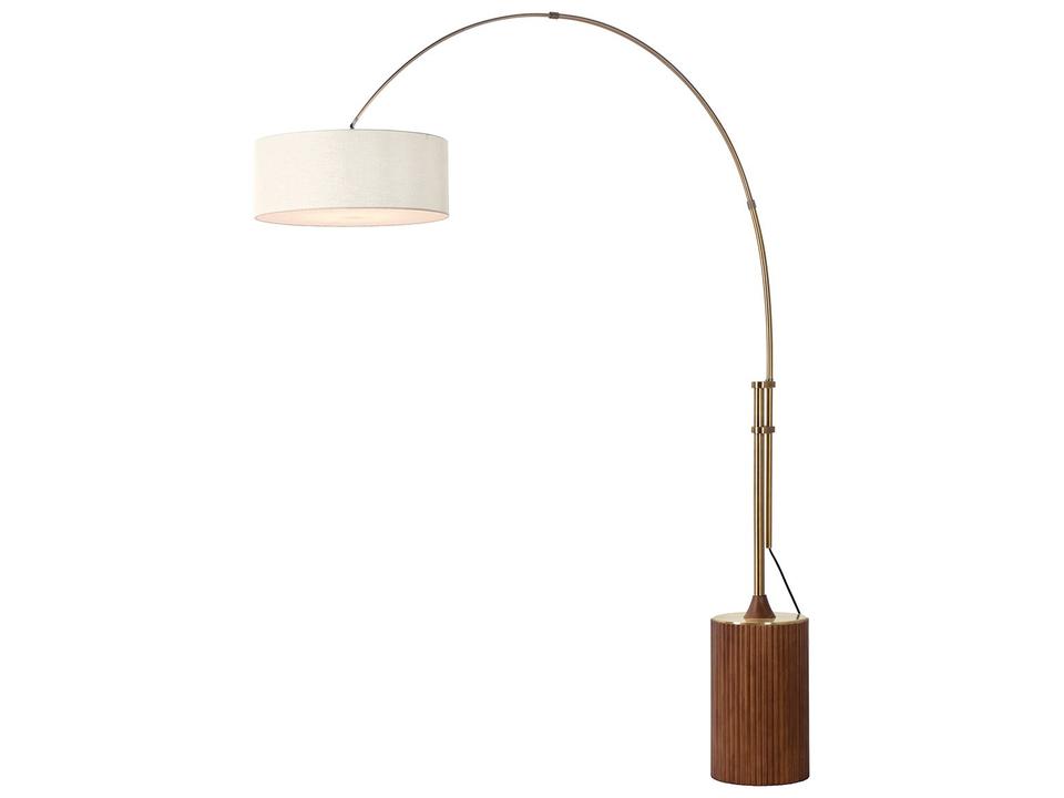 Tambo Arc Floor Lamp in Dark Walnut and Weathered Brass