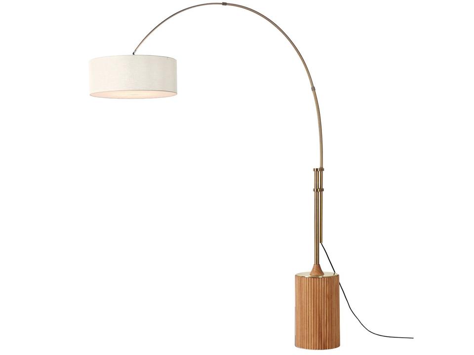 Tambo Arc Floor Lamp in Natural Ash and Weathered Brass