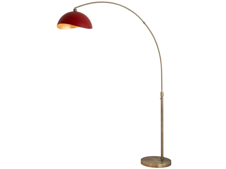 Luna Bella Red Arc Floor Lamp with Weathered Brass Stem and Black Marble Base