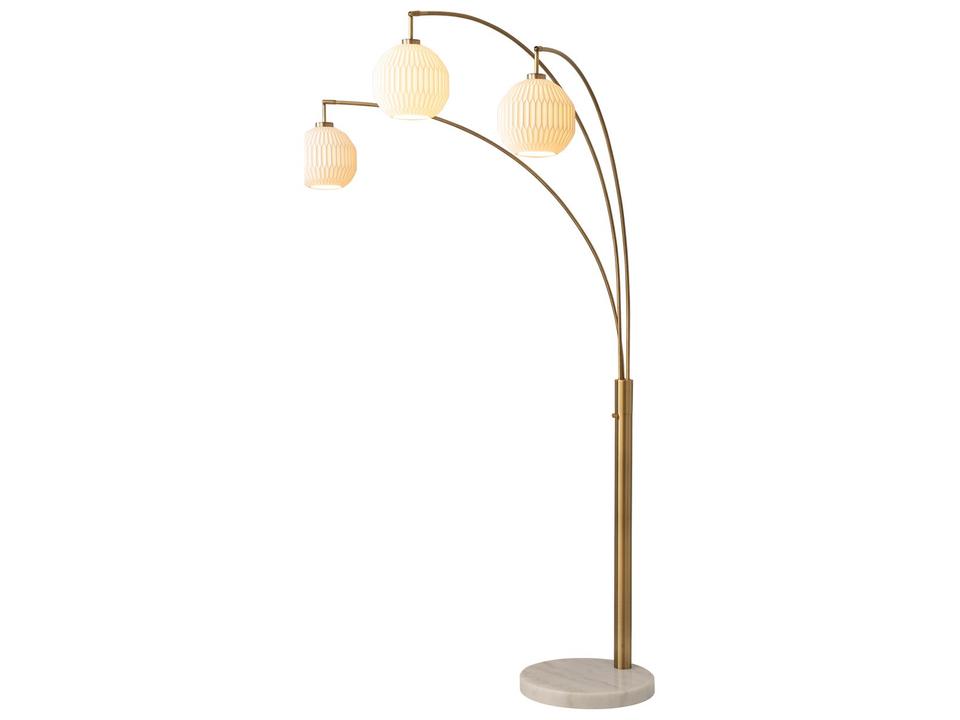 Moraga Arc Floor Lamp with 3 Bone Porcelain Shades