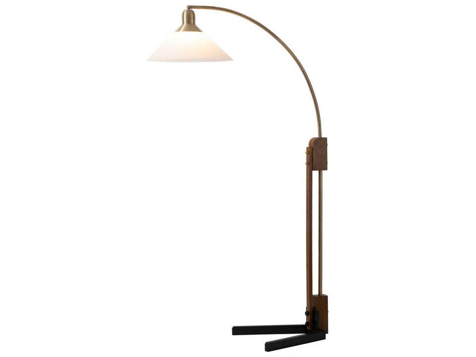 Melmar Arc Floor Lamp in Weathered Brass and White Lucite by Peter Morelli