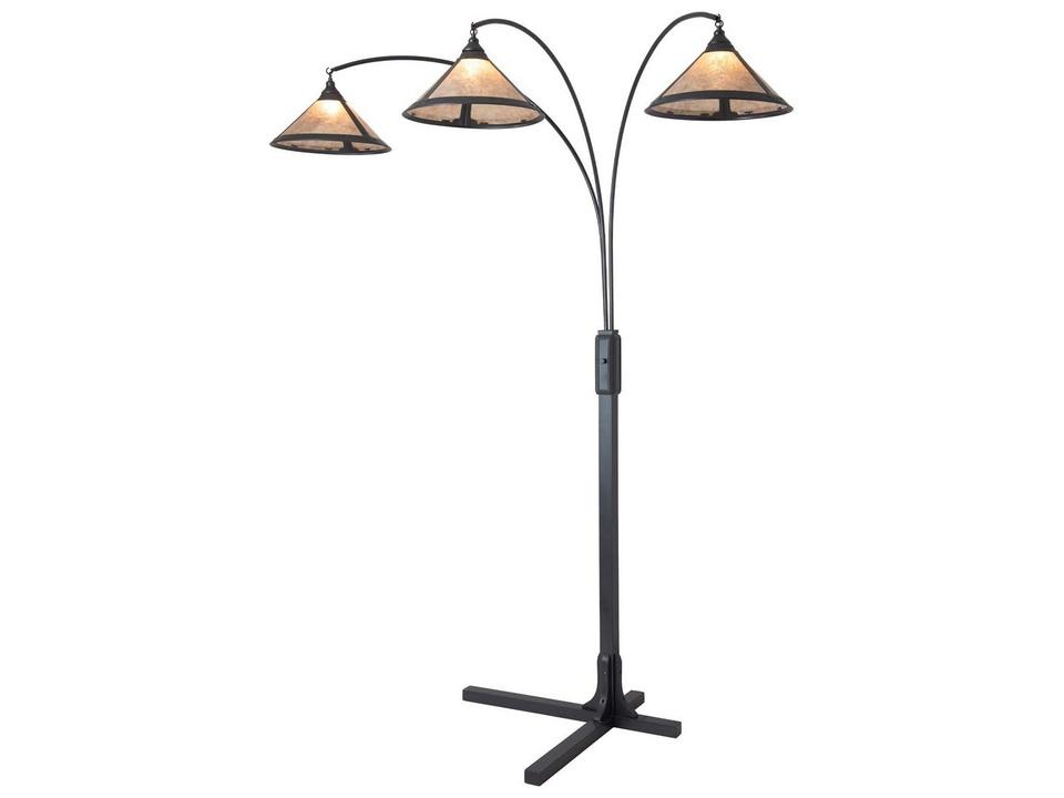 Natural Mica Arc Floor Lamp Gunmetal and Charcoal Gray