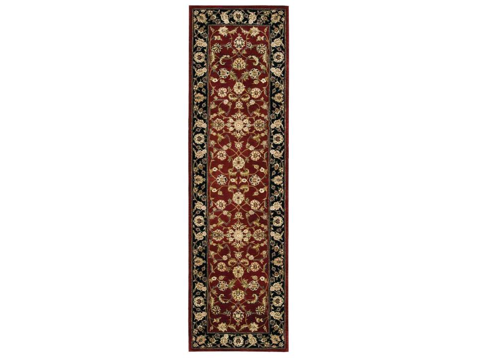 2000 Bordered Traditional Runner Rug in Burgundy