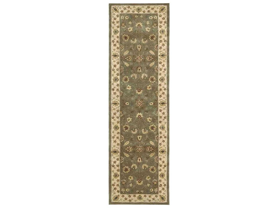 2000 Bordered Runner Area Rug in Olive Green