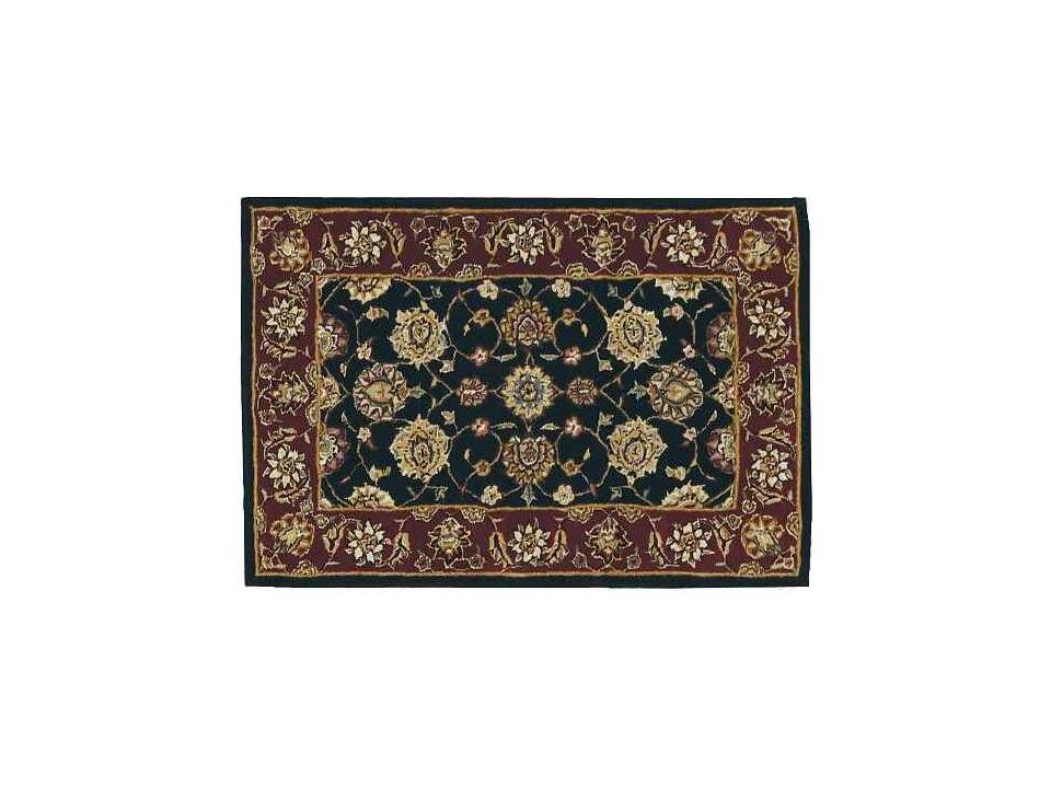 2000 Bordered Area Rug Black Traditional Wool Silk