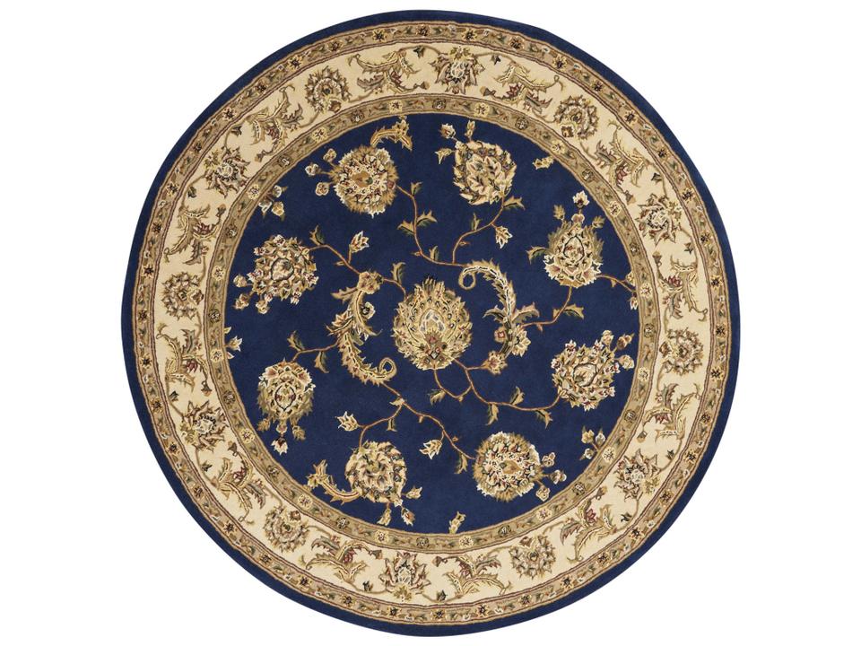 2000 Traditional Hand Tufted Wool and Silk Area Rug in Navy