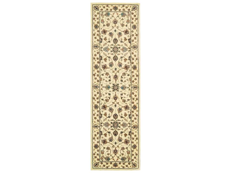 2000 Bordered Runner Area Rug in Ivory with Traditional Persian Design