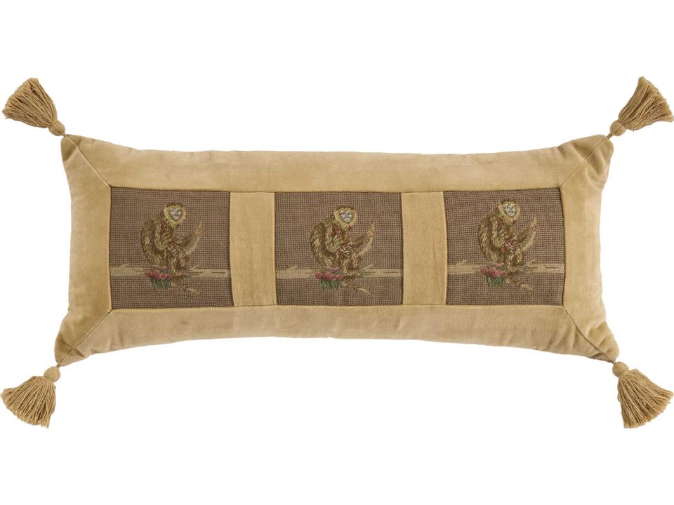Mina Victory Vintage Monkey On Branch Accent Pillow 12 x 30 Inch Taupe